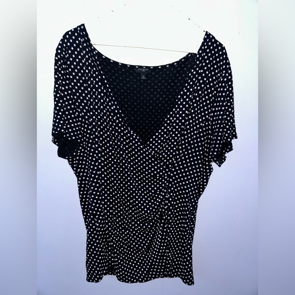 Talbots Black and White Polka Dot Top